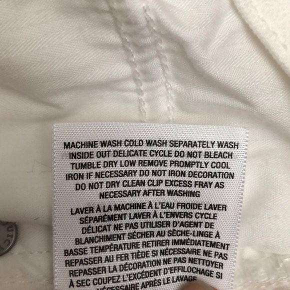 Juicy Couture White Tuxedo Stripe Crop Flare Uneven Hem Jeans size 24 - Picture 11 of 13